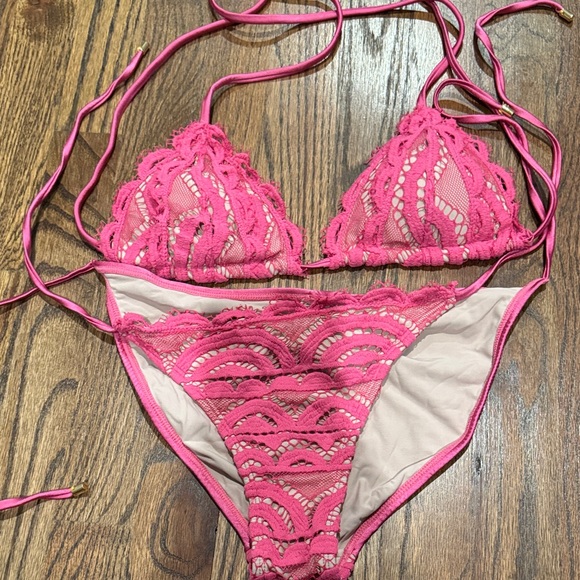 PQ Swim Other - PQ Swim Vibrant Pink Lace Bikini.  Med great condition